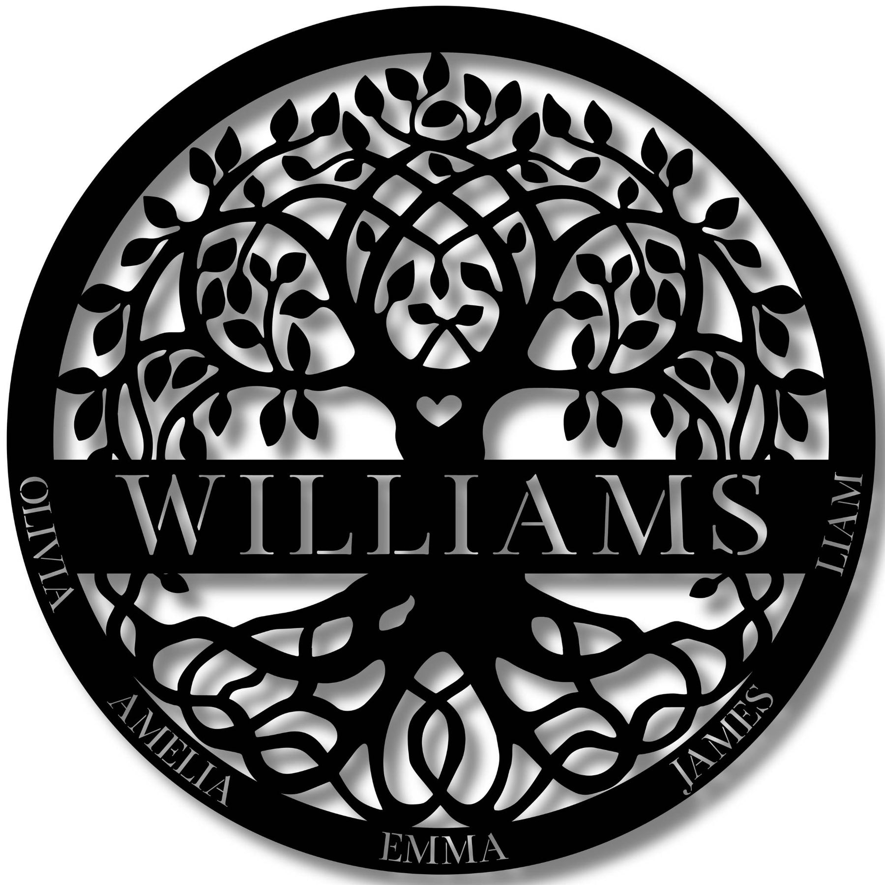 Monogramed Tree Personalized Tree of Life Monogram | Custom Metal Art – Story In Steel
