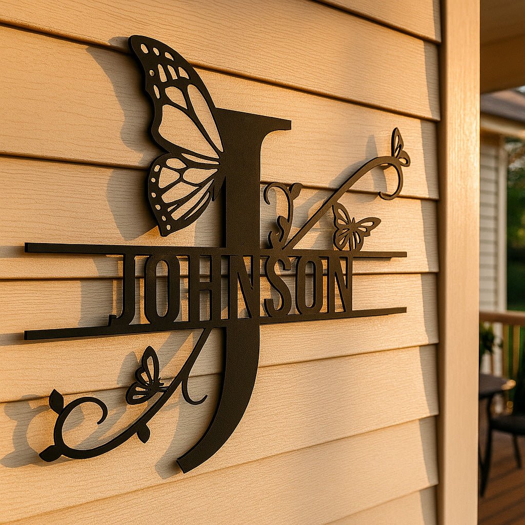 Butterfly Initial Monogram - Story In Steel