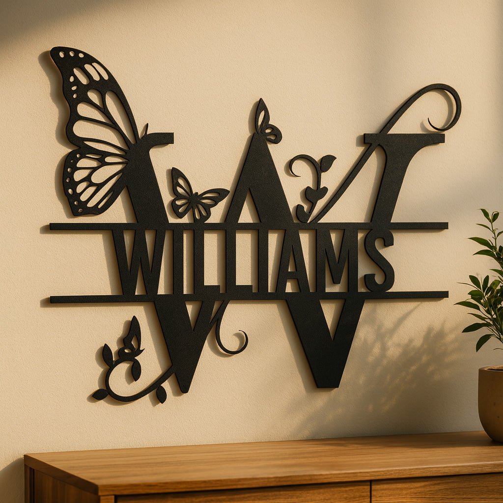 Butterfly Initial Monogram - Story In Steel
