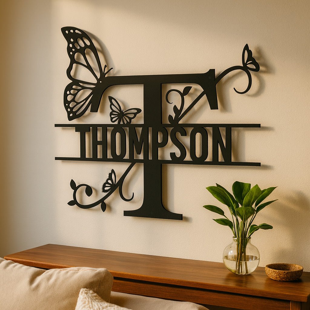 Butterfly Initial Monogram - Story In Steel