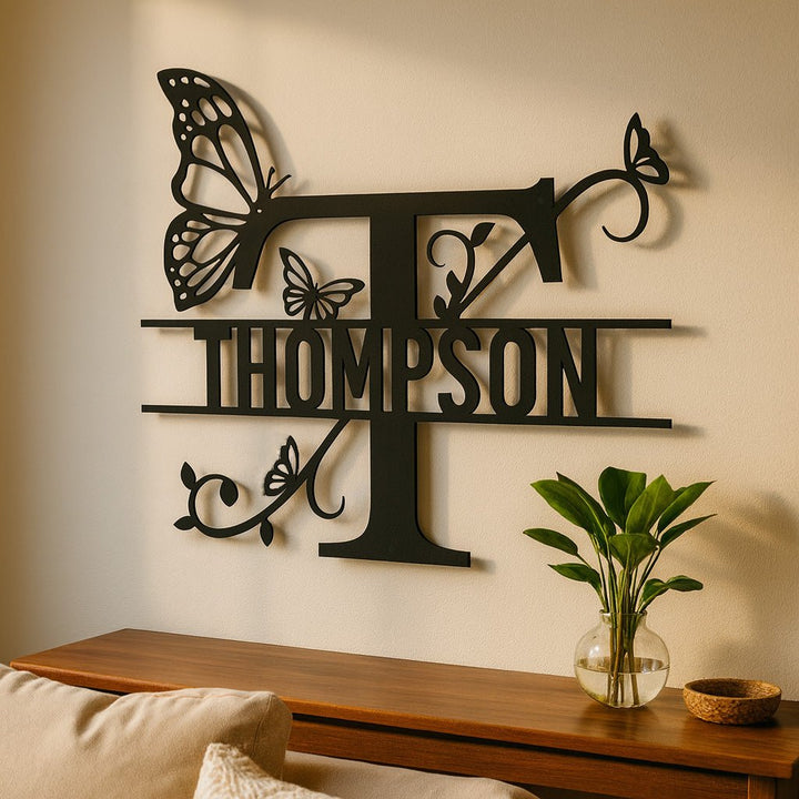 Butterfly Initial Monogram - Story In Steel