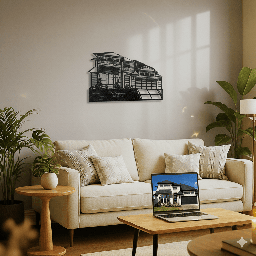 Custom Metal House Portrait | Realtor Closing Gift - Story In Steel