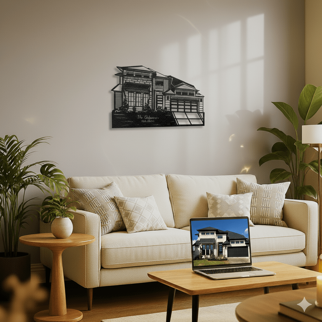 Custom Metal House Portrait | Realtor Closing Gift - Story In Steel