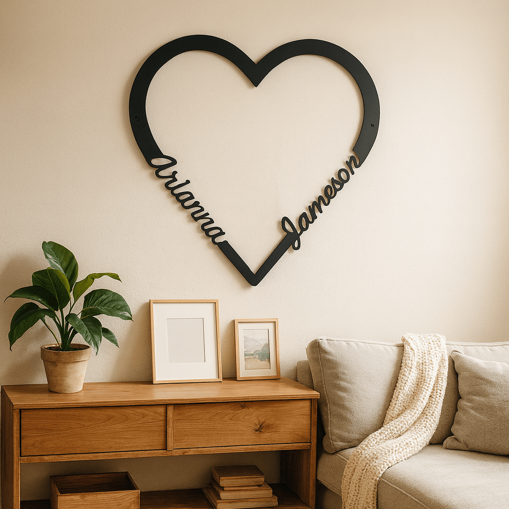 Personalized couple heart Monogram - Story In Steel