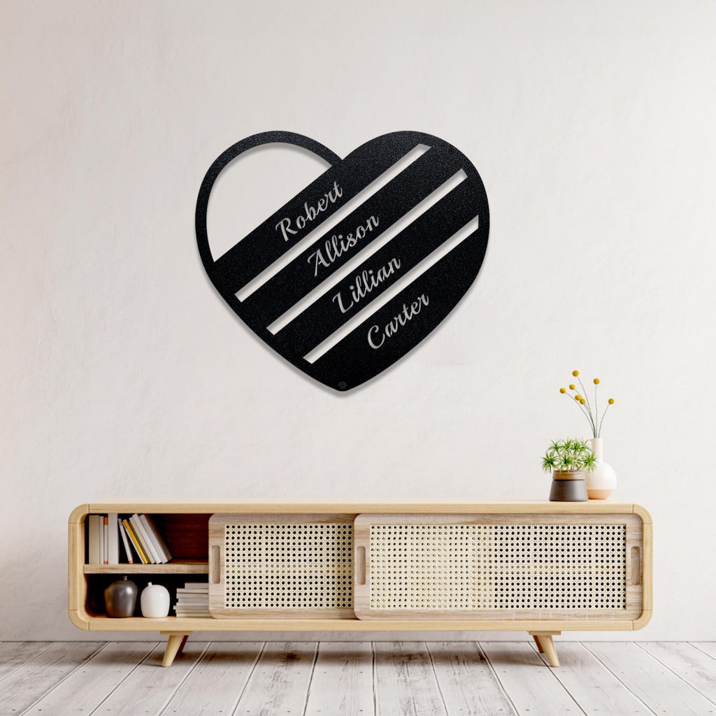 Personalized Multiple Name Heart Monogram - Story In Steel