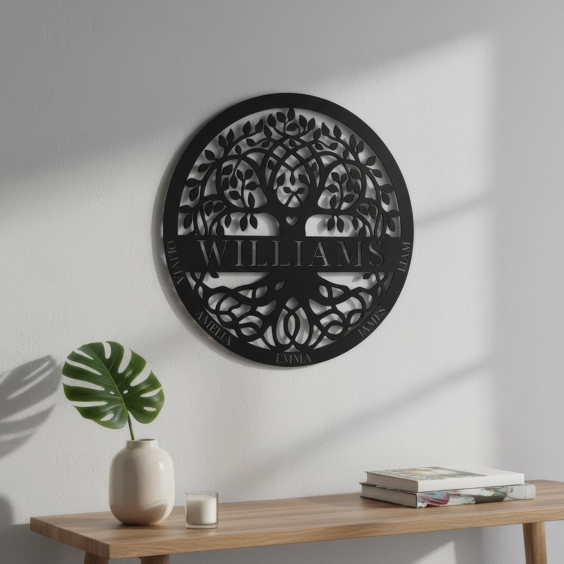 Monogramed Tree Personalized Tree of Life Monogram | Custom Metal Art – Story In Steel