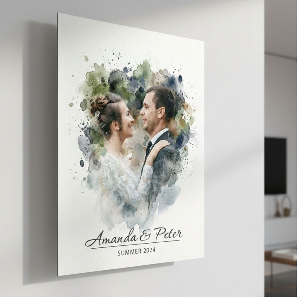 Personalized Watercolor Metal Portrait - Story In Steel