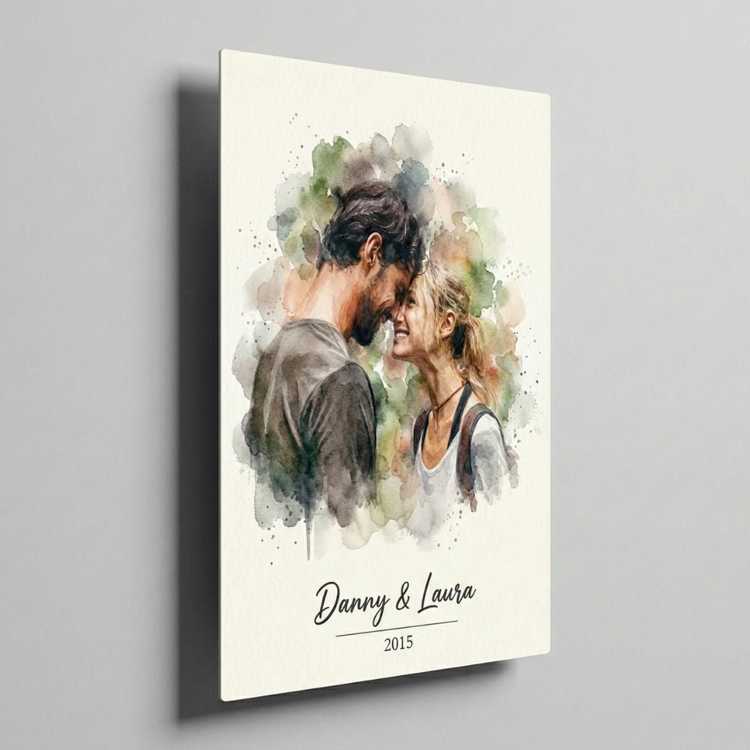 Personalized Watercolor Metal Portrait - Story In Steel