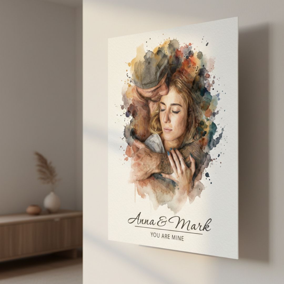 Personalized Watercolor Metal Portrait - Story In Steel