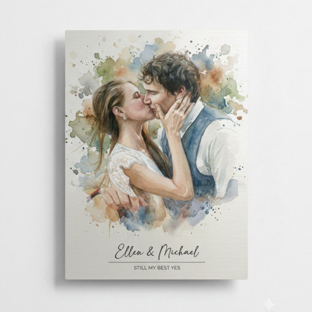 Personalized Watercolor Metal Portrait - Story In Steel