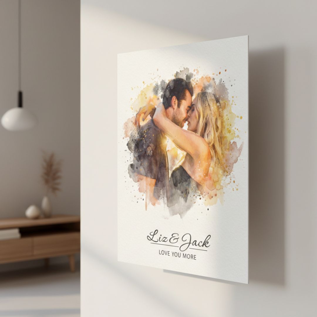 Personalized Watercolor Metal Portrait - Story In Steel