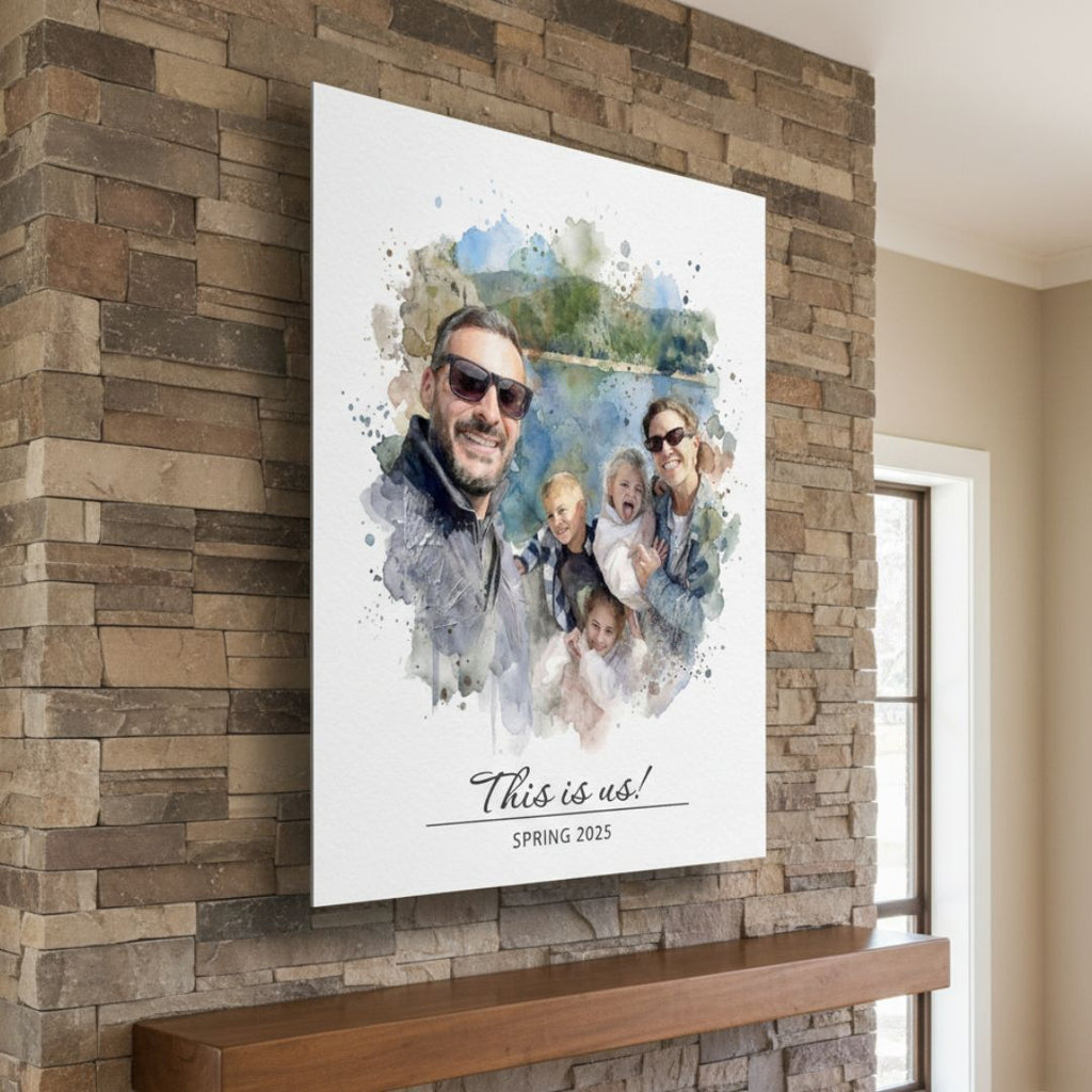 Personalized Watercolor Metal Portrait - Story In Steel