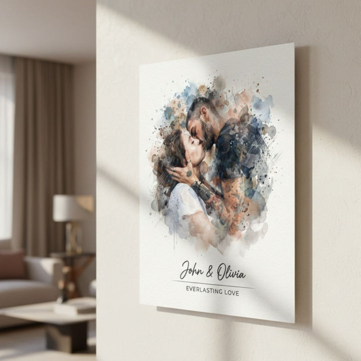 Personalized Watercolor Metal Portrait - Story In Steel