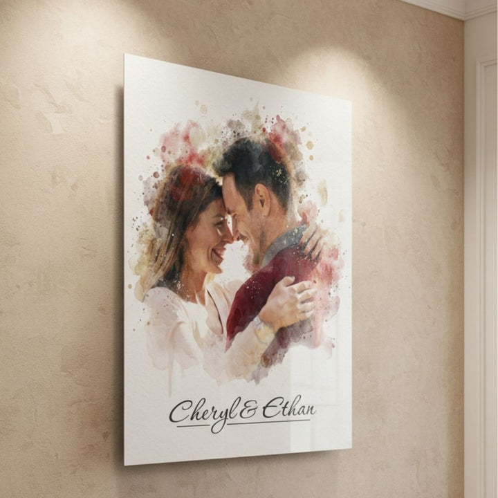 Personalized Watercolor Metal Portrait - Story In Steel