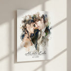 Personalized Watercolor Metal Portrait - Story In Steel