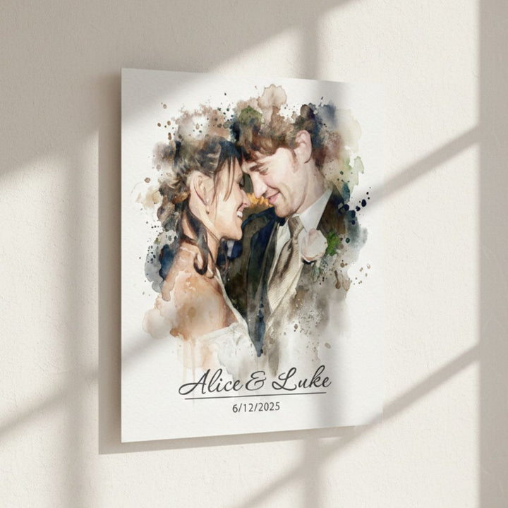 Personalized Watercolor Metal Portrait - Story In Steel