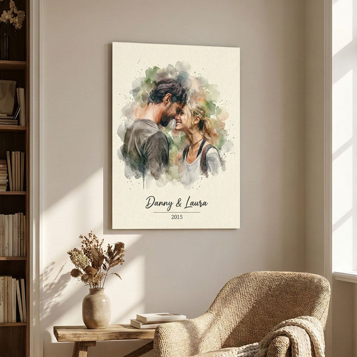 Personalized Watercolor Metal Portrait - Story In Steel