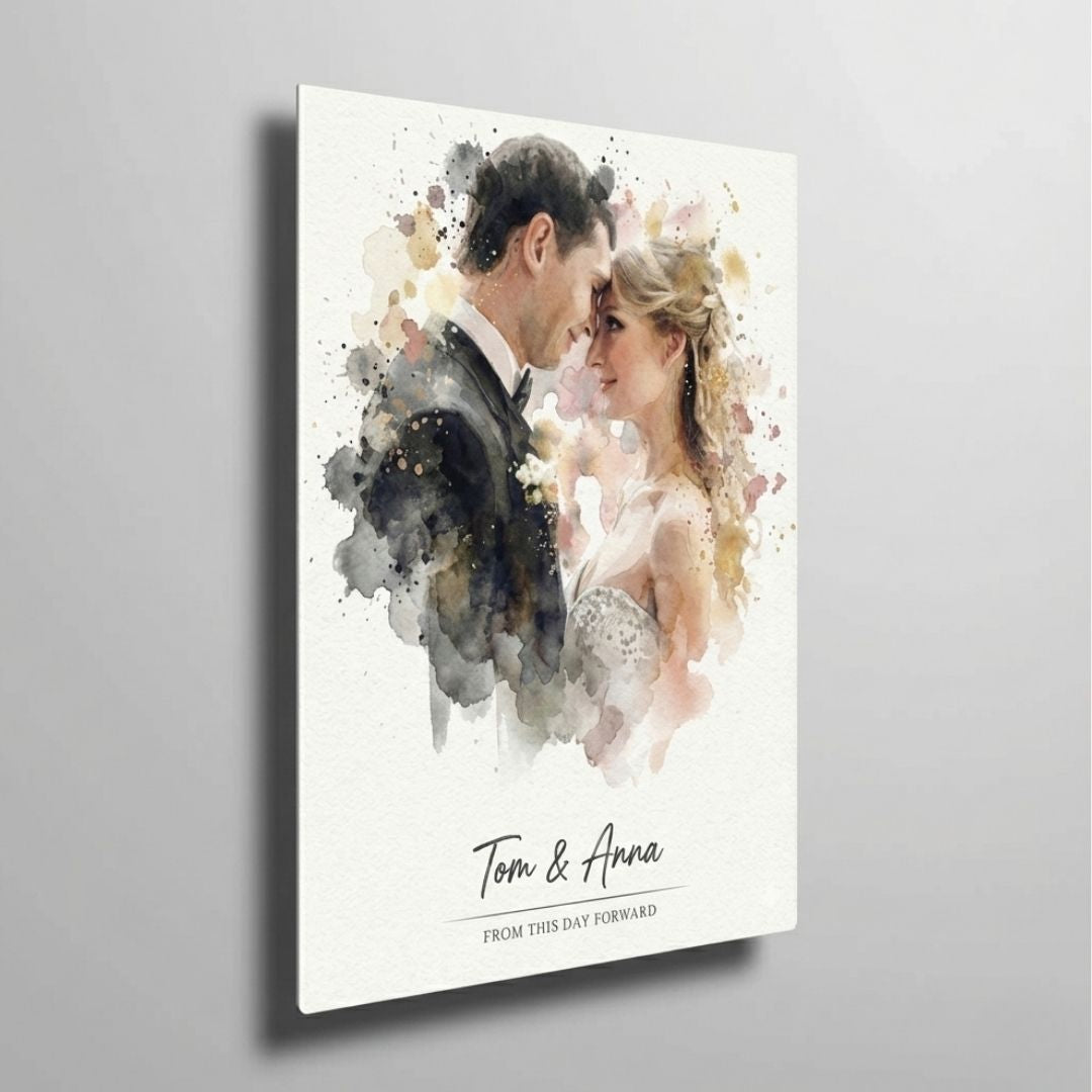 Personalized Watercolor Metal Portrait