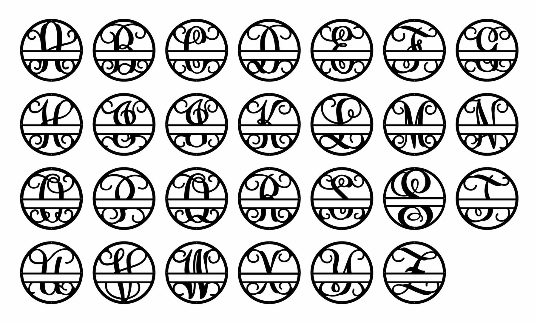 Split A Initial Circle Initial Split Letter Monogram – Story In Steel