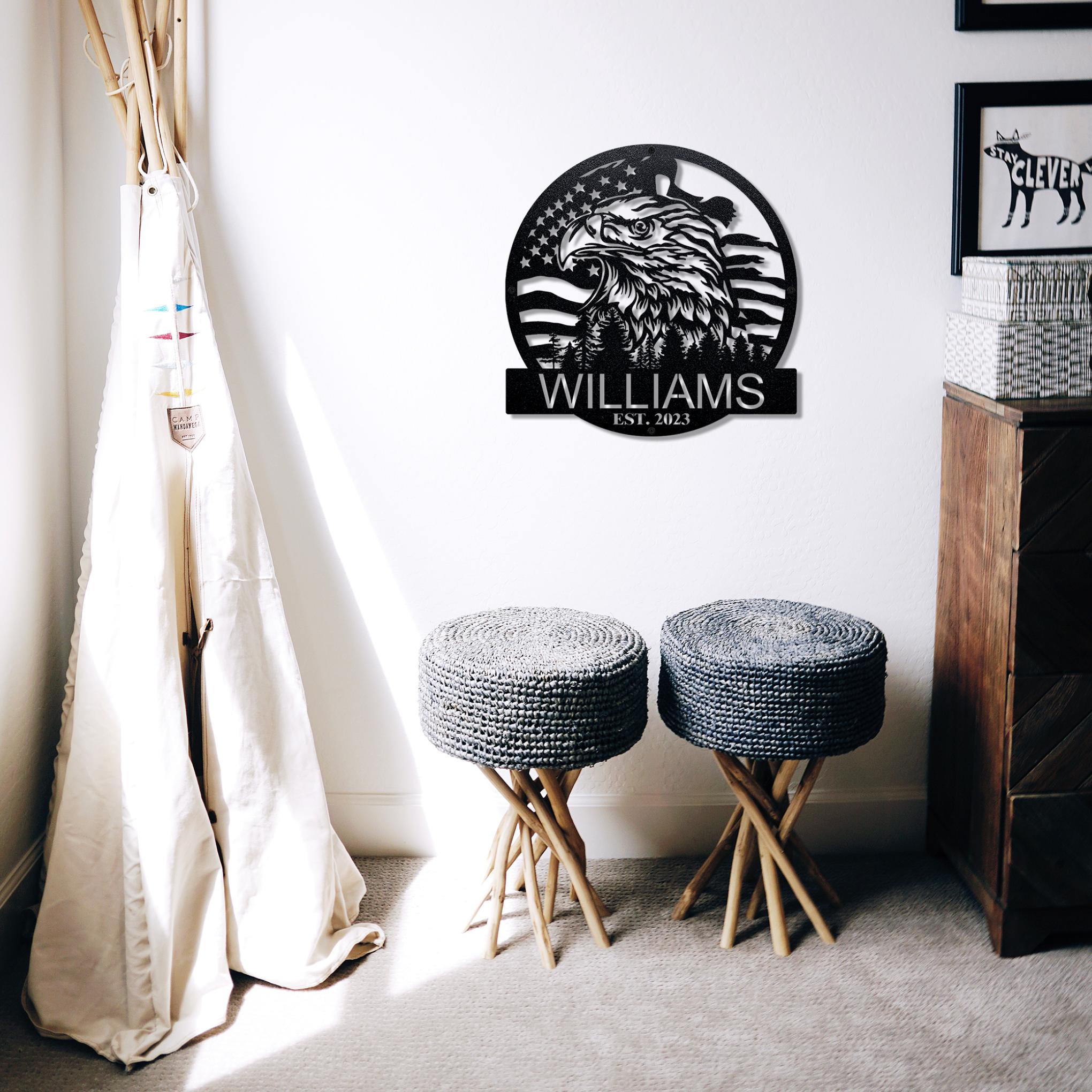 Personalized American Eagle Monogram | Metal Wall Art – Story In Steel