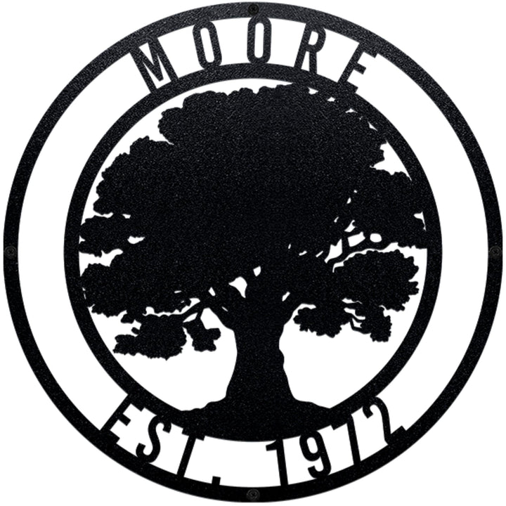 Monogramed Tree Personalized Oak Tree Monogram | Custom Metal Wall Sign – Story In Steel