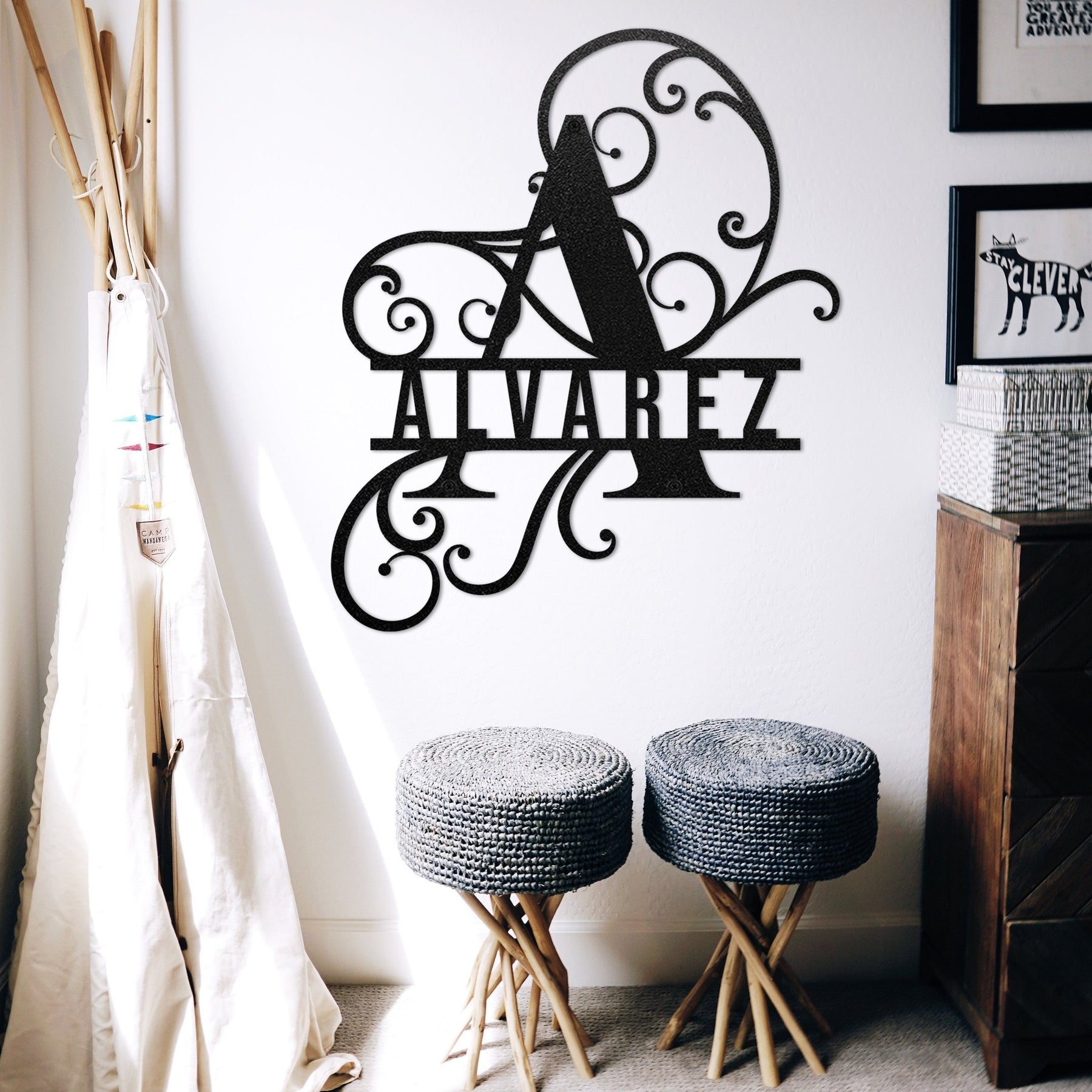 Split A Initial Tribal Initial Split Monogram – Story In Steel