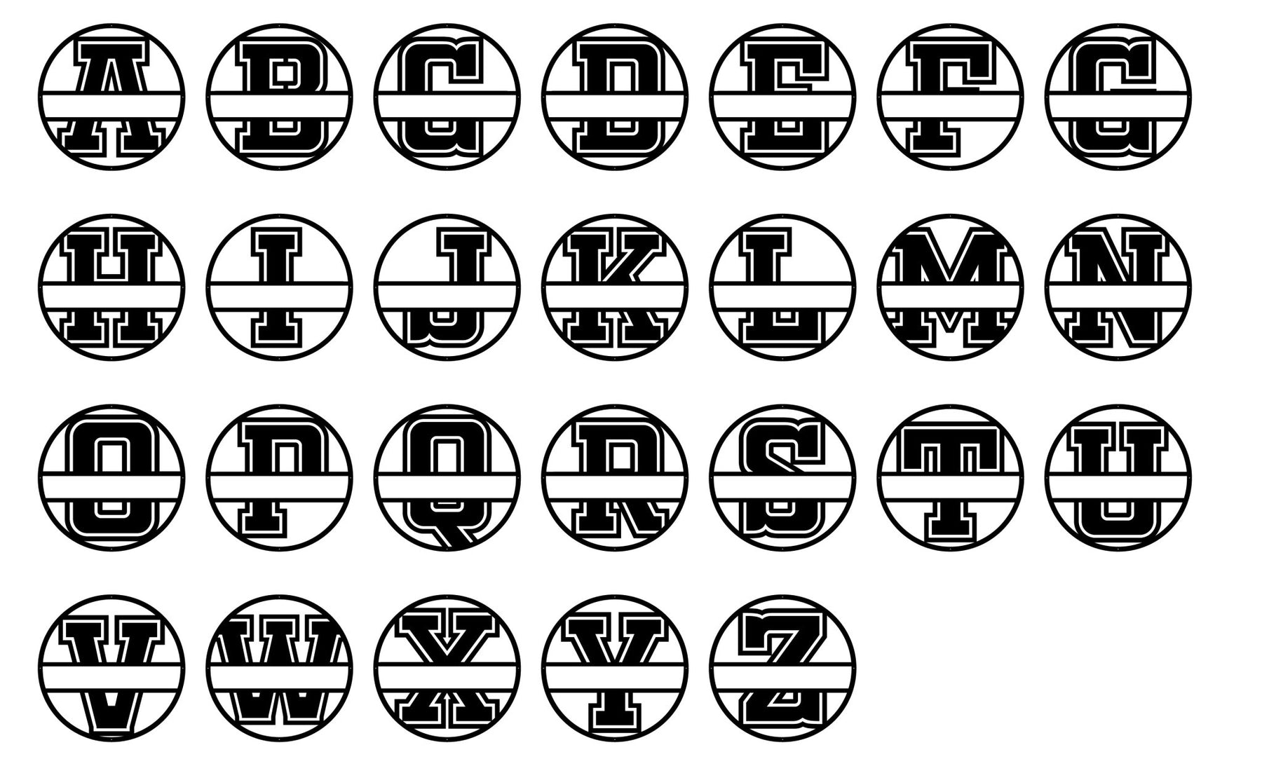 S Custom Split Initial Varsity circle Initial Split Monogram – Story In Steel
