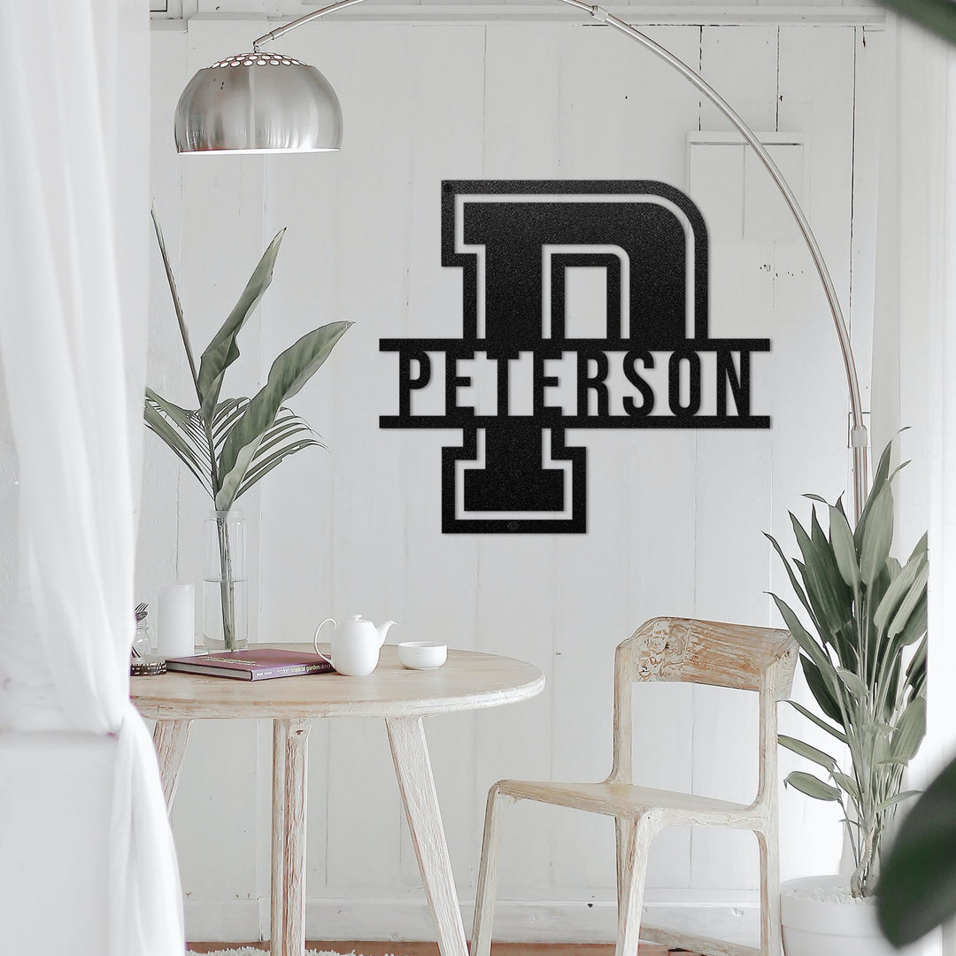 Sign Innichal Varsity Initial Split Monogram – Story In Steel