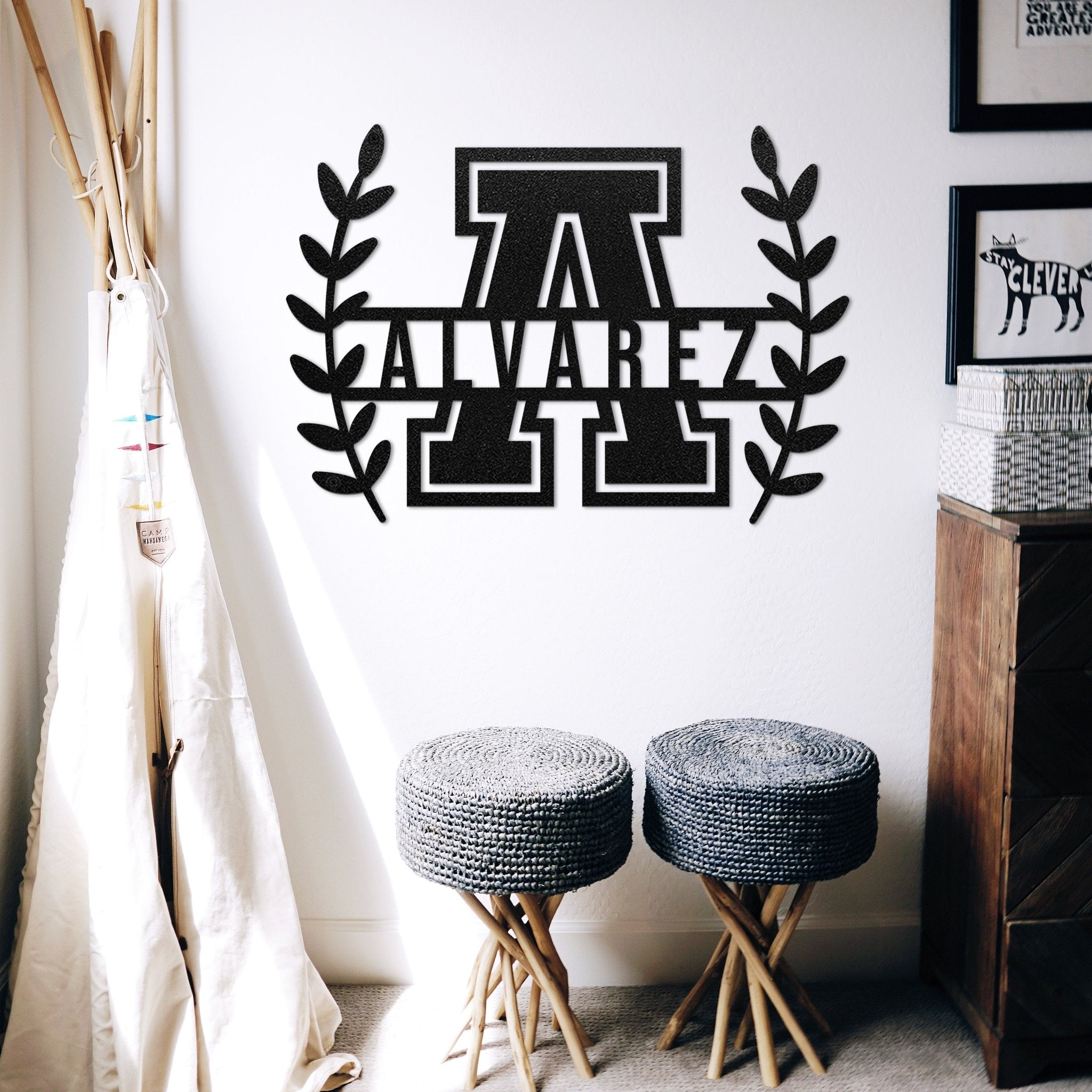 S Custom Split Initial Varsity Laurel Initial Split Monogram – Story In Steel
